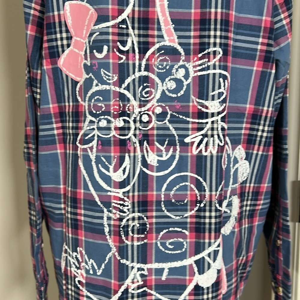 Disney Toy Story 4 Cakeworthy Bo Peep Plaid Flannel Button Up Shirt Top Sz L NEW - Picture 6 of 12